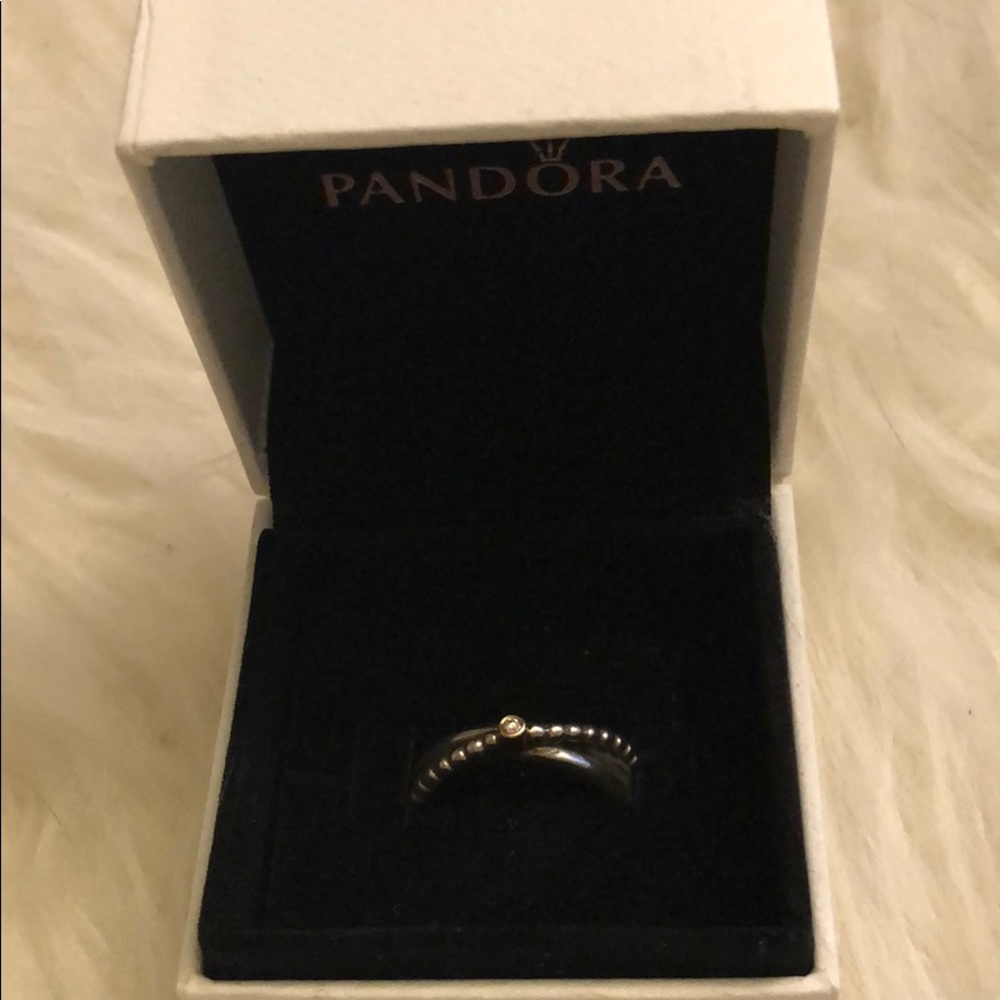 PANDORA Kerry's Diamond Ring, Silver & 14K size 6